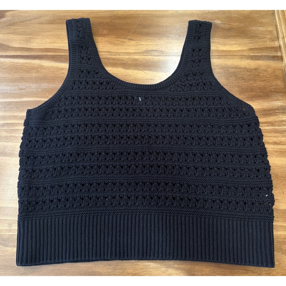 Old Navy Women Open Crochet Sweater‎ Tank Top Large Cotton Dark Cottage Boho